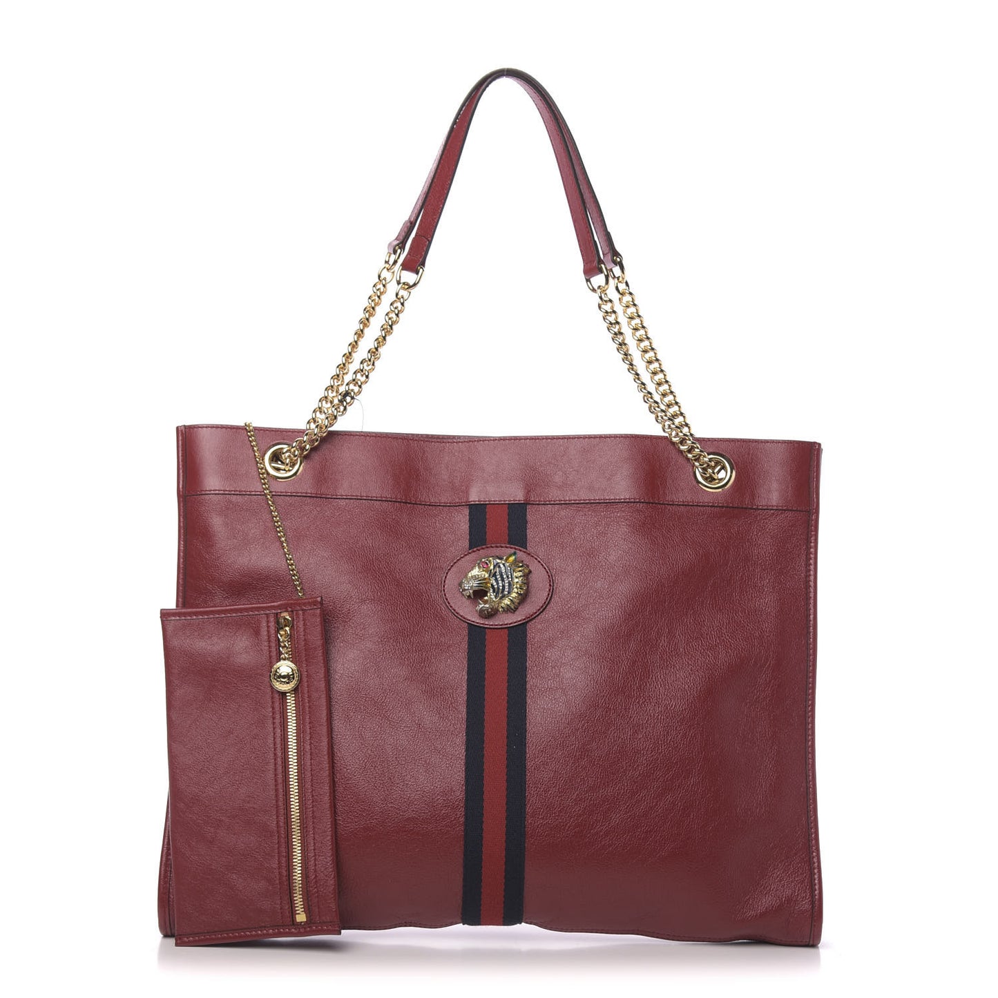 Calfskin Large Rajah Chain Tote Romantic Cherry