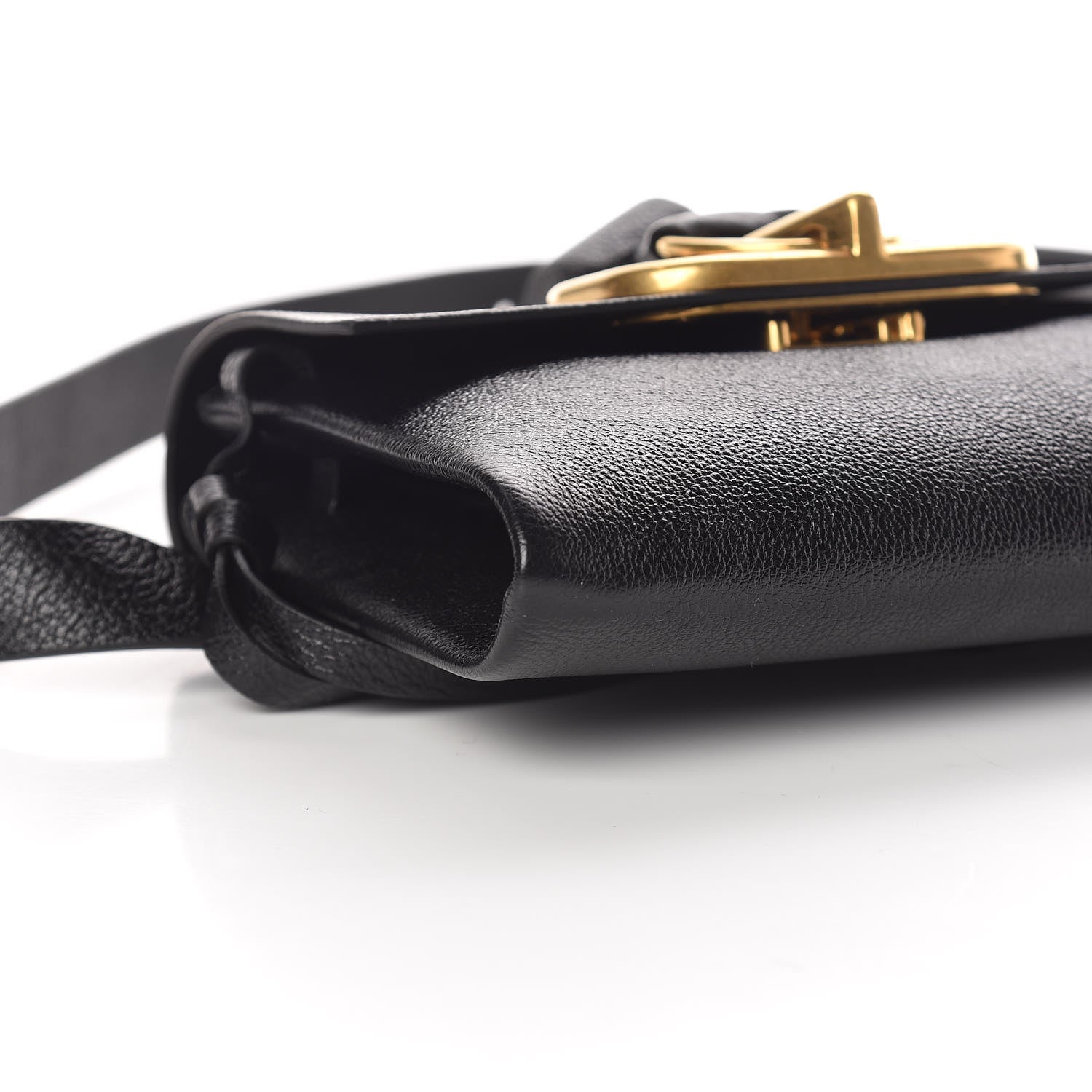 Valentino Garavani Textured Patent Calfskin VRing Belt Bag Black 5 of 9