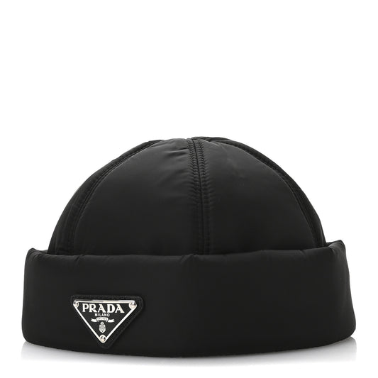 Re-Nylon Padded Metal Triangle Logo Mens Beanie M Black