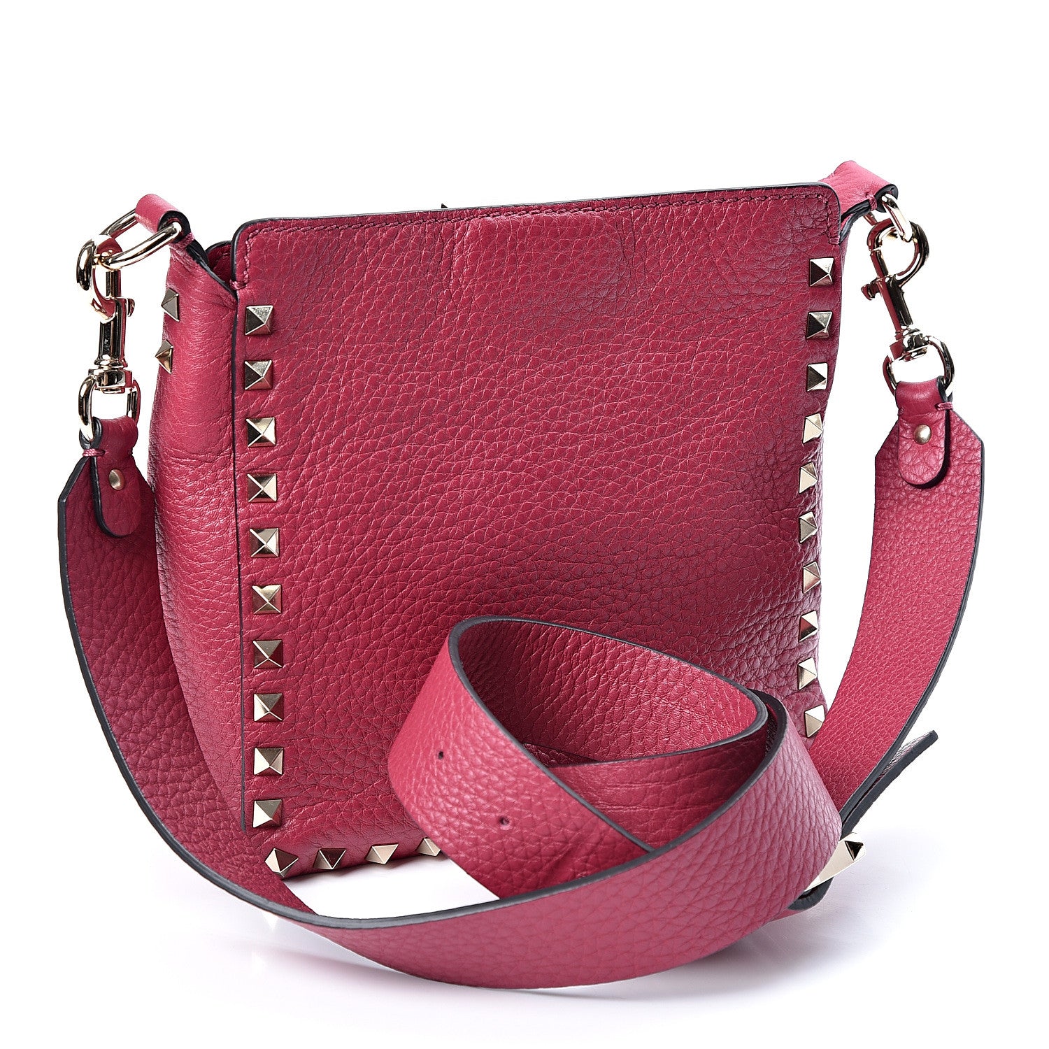 Valentino Garavani Pebbled Calfskin Mini Rockstud Flip-Lock Messenger Bag Raspberry 2 of 8