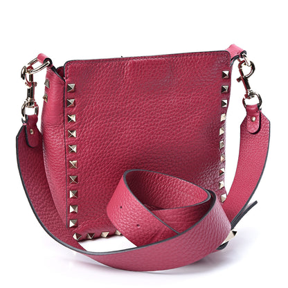 Valentino Garavani Pebbled Calfskin Mini Rockstud Flip-Lock Messenger Bag Raspberry 2 of 8