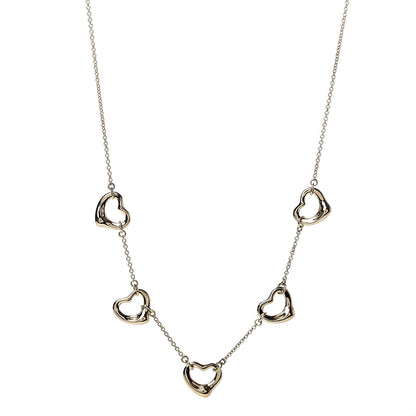 Tiffany 18K Yellow Gold Elsa Peretti 5 Open Heart Station Necklace 1 of 4