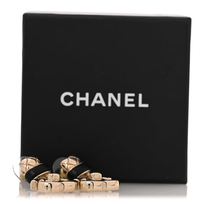 Chanel Lambskin CC Turnlock Drop Earrings Gold Black 5 of 5