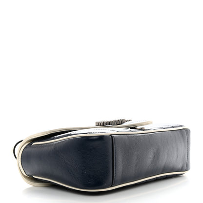 Gucci Vintage Effect Calfskin Matelasse Diagonal Small Torchon GG Marmont Shoulder Bag Blue Agata Mystic White 4 of 10