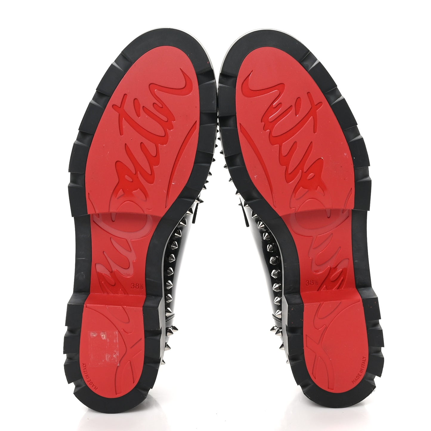 Calfskin Abrasivato Spike Womens Loafers 38.5 Black