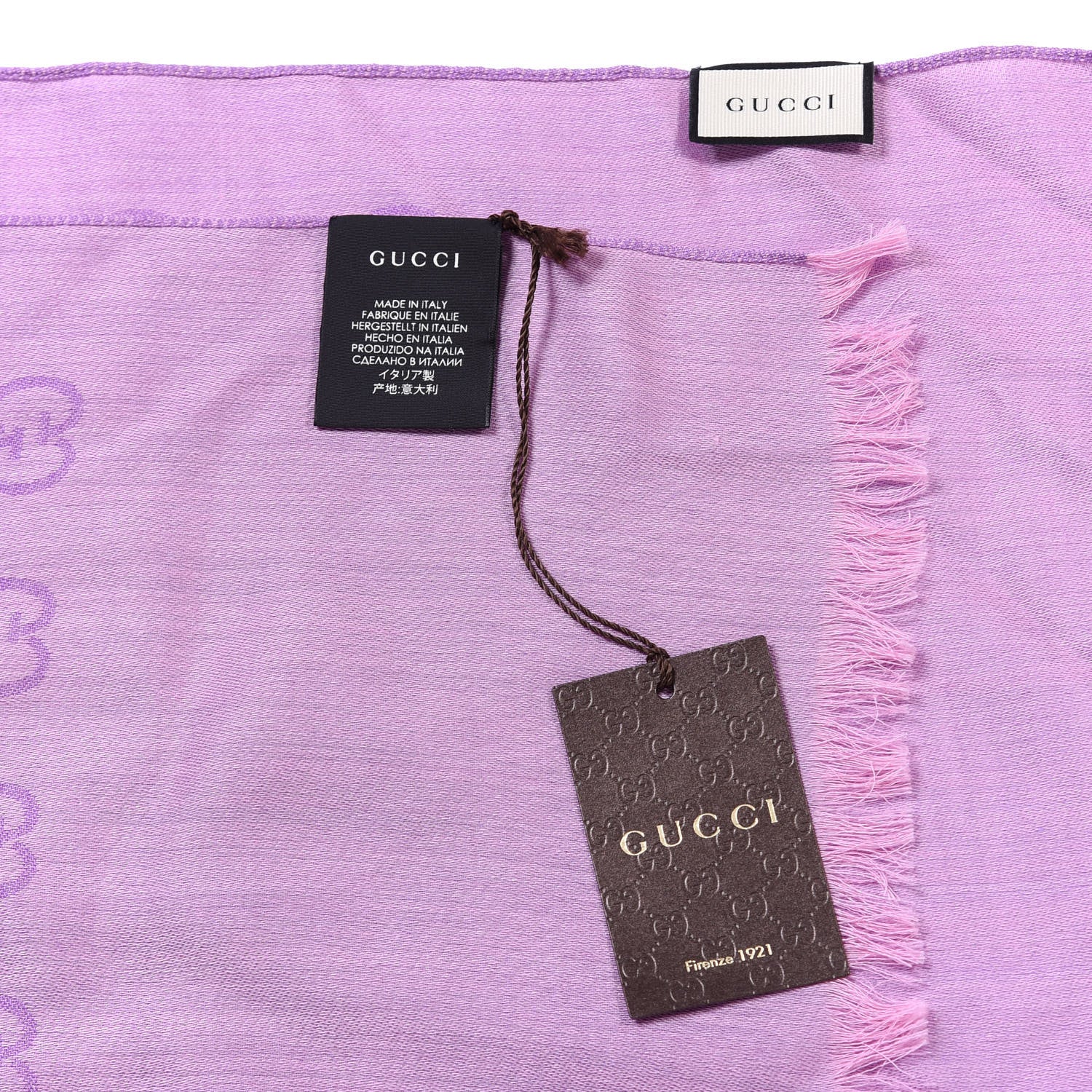 Gucci Wool Silk GG Monogram GGNat Plus Scarf Light Purple 4 of 4