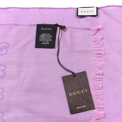 Gucci Wool Silk GG Monogram GGNat Plus Scarf Light Purple 4 of 4