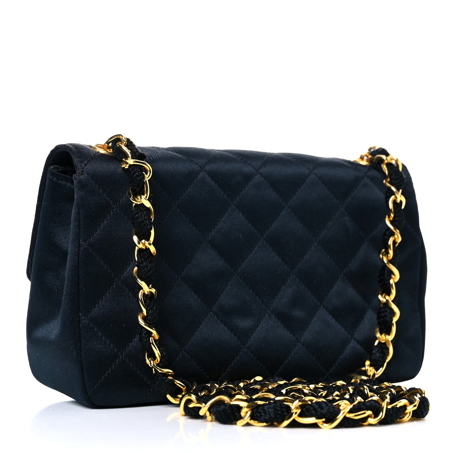 Chanel Satin Quilted Extra Mini Rectangular Flap Navy 3 of 10