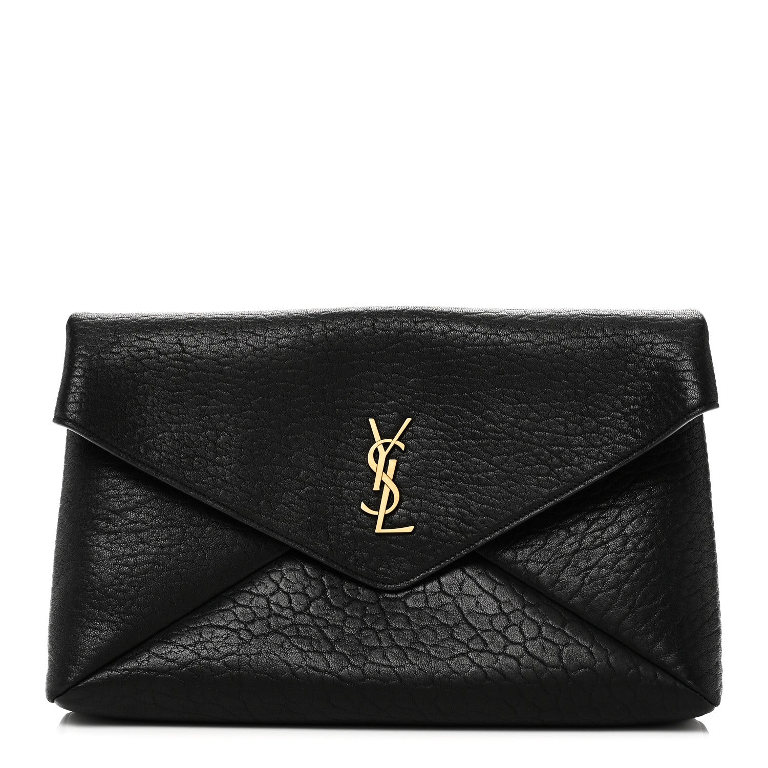Saint Laurent Grained Lambskin Cassandre Envelope Pouch Black 1 of 10