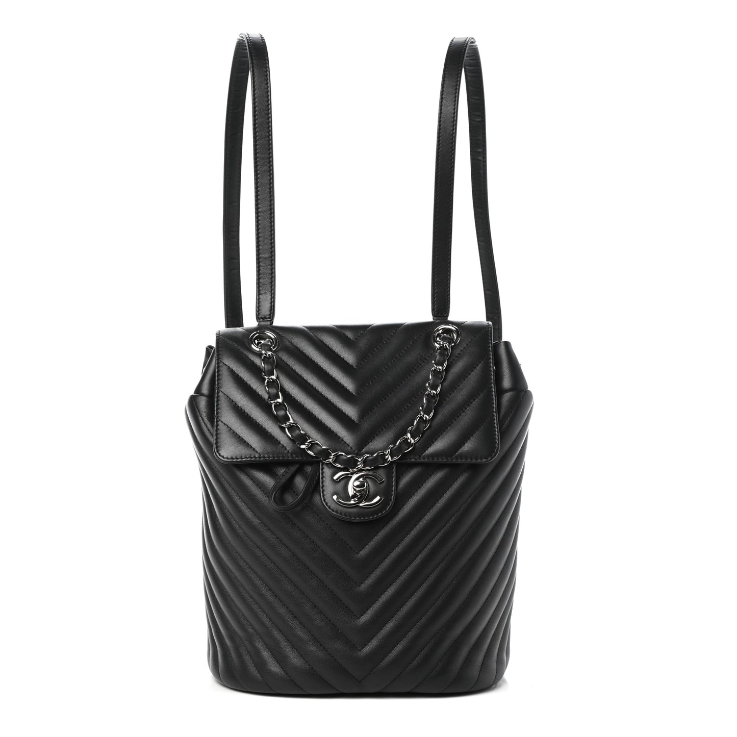 Calfskin Chevron Quilted Small Urban Spirit Backpack Black