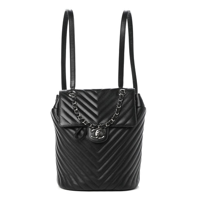 Chanel Calfskin Chevron Quilted Small Urban Spirit Backpack Black 1 of 10