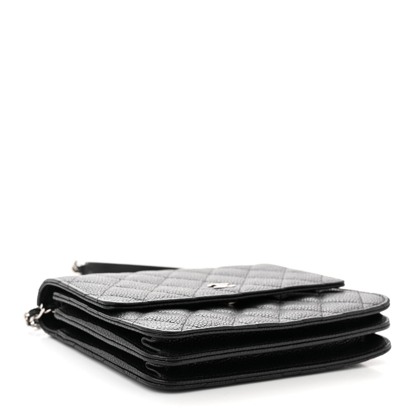 Caviar Quilted Square Wallet On Chain WOC Black