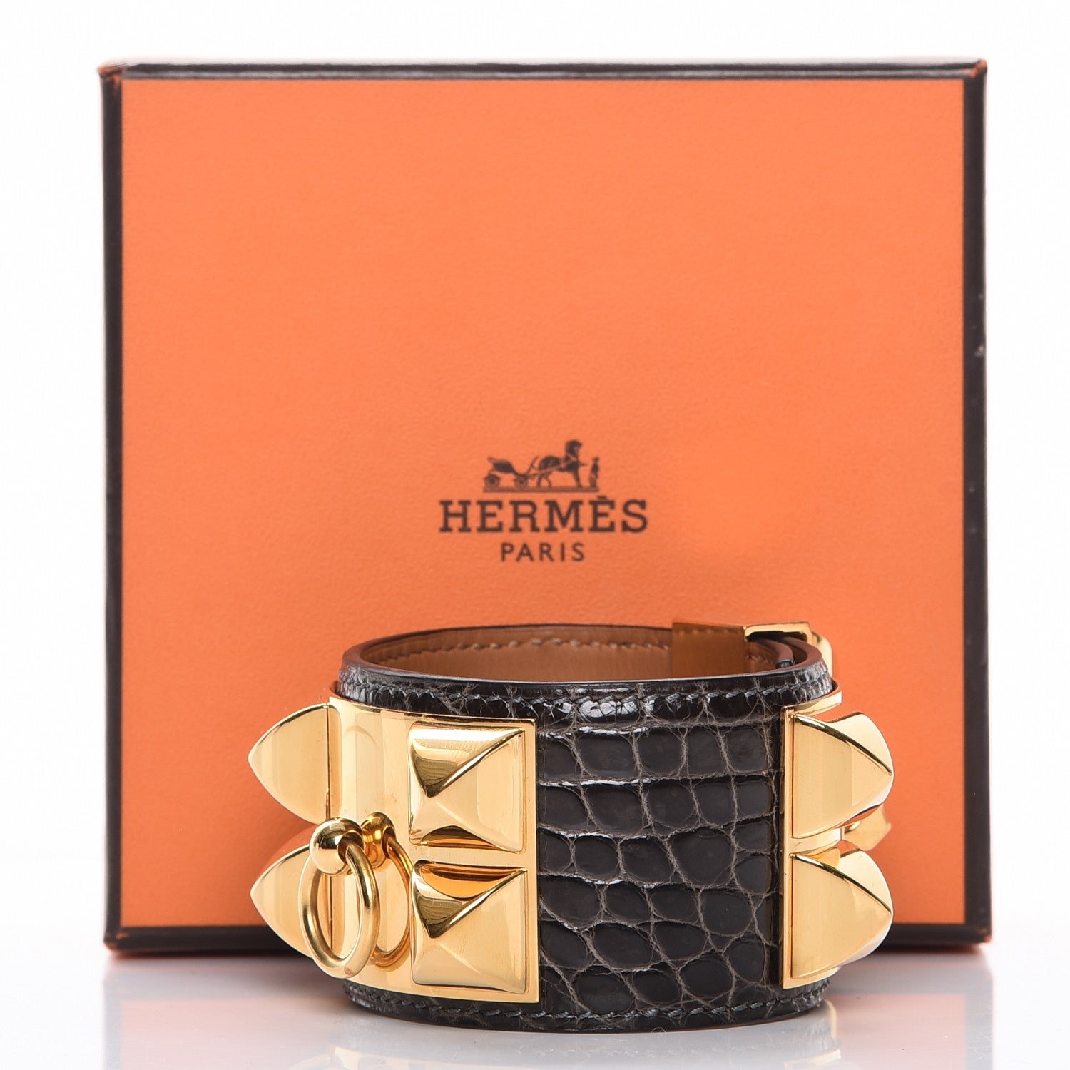 Hermes Shiny Alligator Collier De Chien CDC Bracelet S Macassar 7 of 7