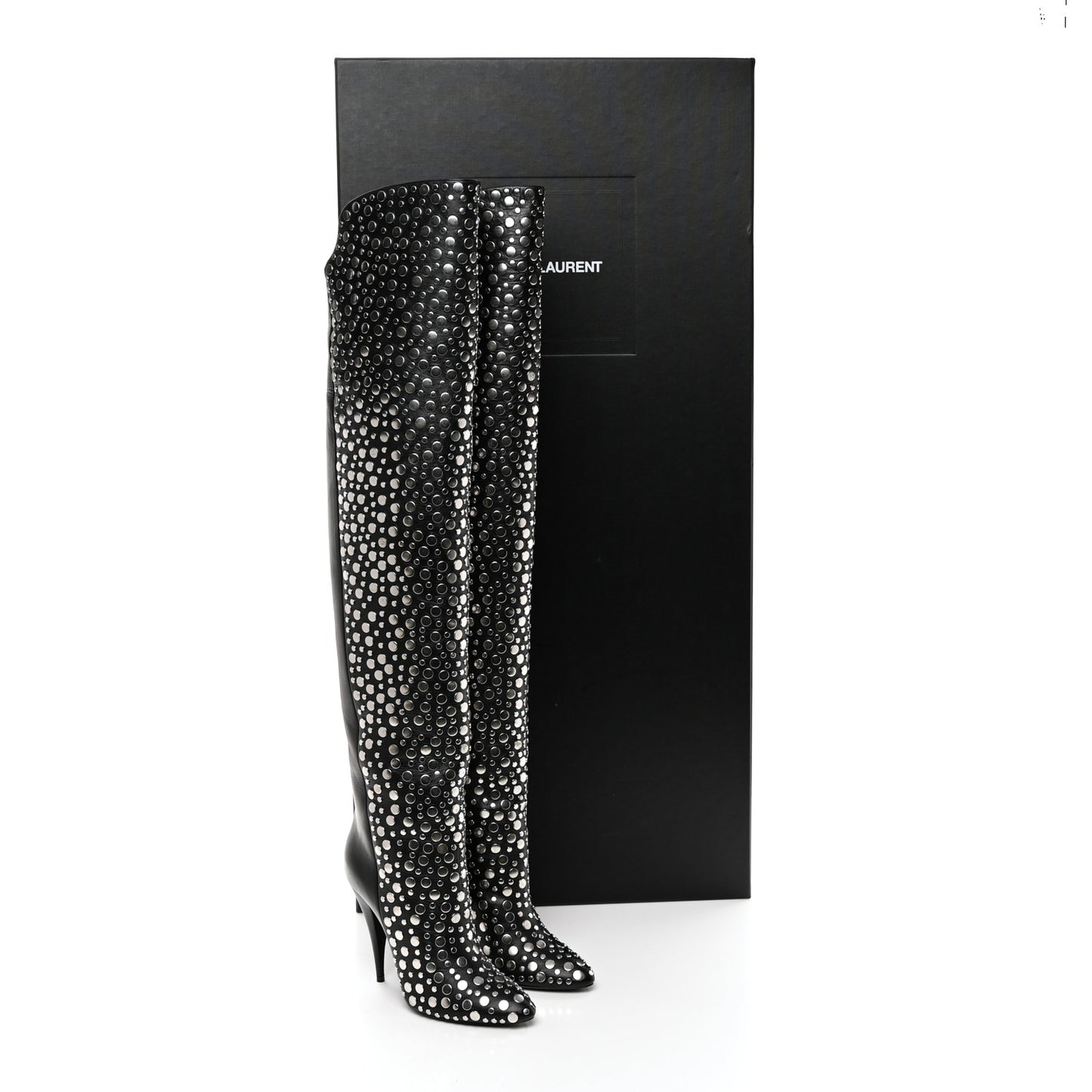 Vertigo Stella Calfskin Nikel Palladio Kiki 110 Studded Over The Knee Boots 37.5 Black