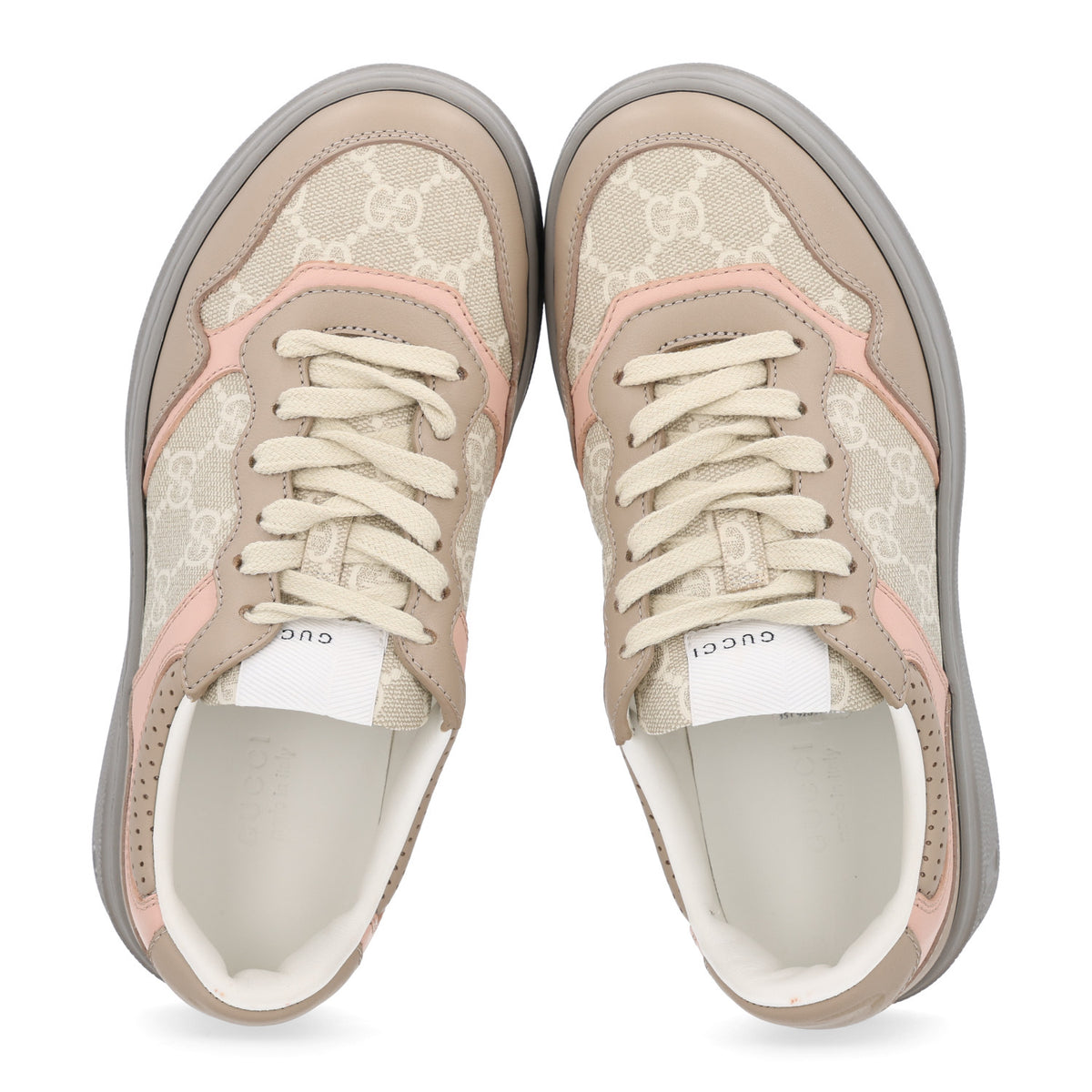 Calfskin GG Supreme Monogram Perforated Womens Platform 55mm Sneakers 35.5 Apricot Pink Beige Grey