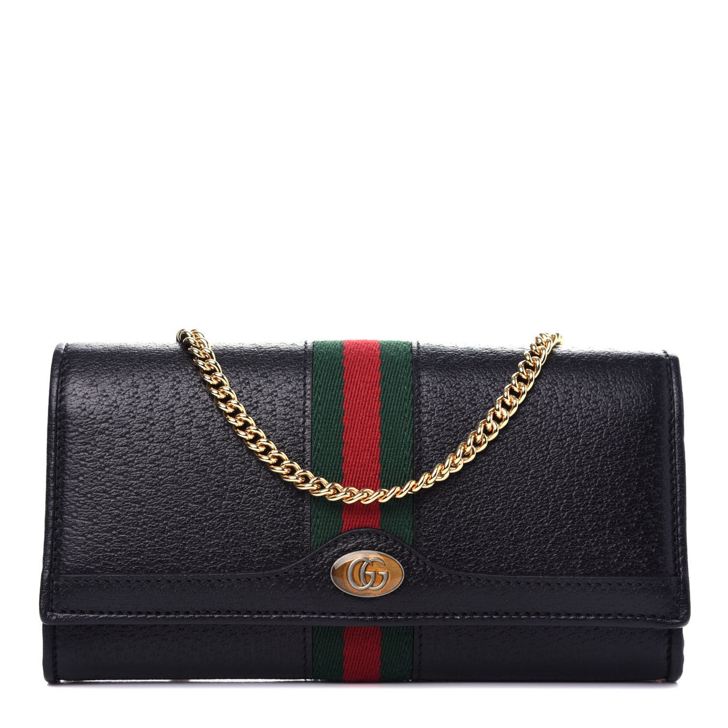 Calfskin Web Ophidia Wallet On Chain Black