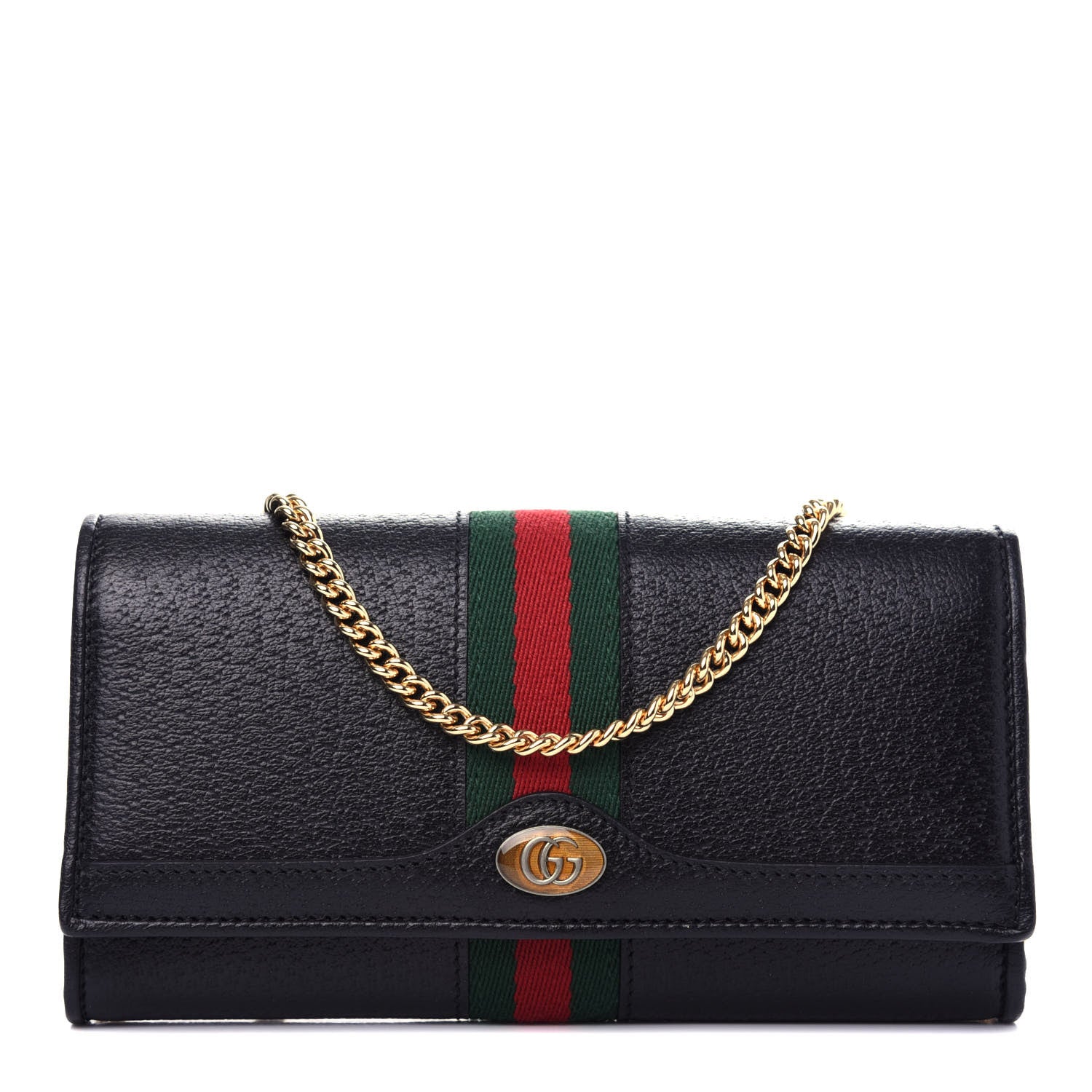 Gucci Calfskin Web Ophidia Wallet On Chain Black 1 of 11