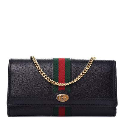 Gucci Calfskin Web Ophidia Wallet On Chain Black 1 of 11