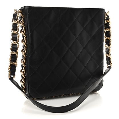 Chanel Calfskin Quilted Framing Chain Hobo Black 3 of 9