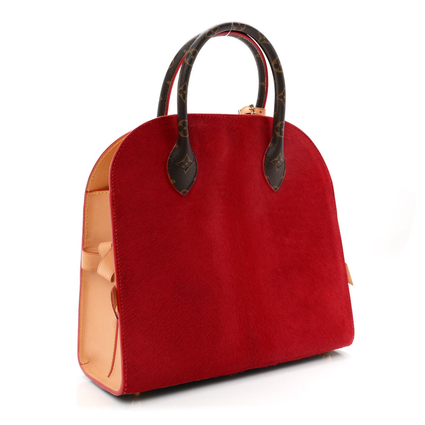 Monogram Calf Hair Spikes Iconoclasts Christian Louboutin Tote Red