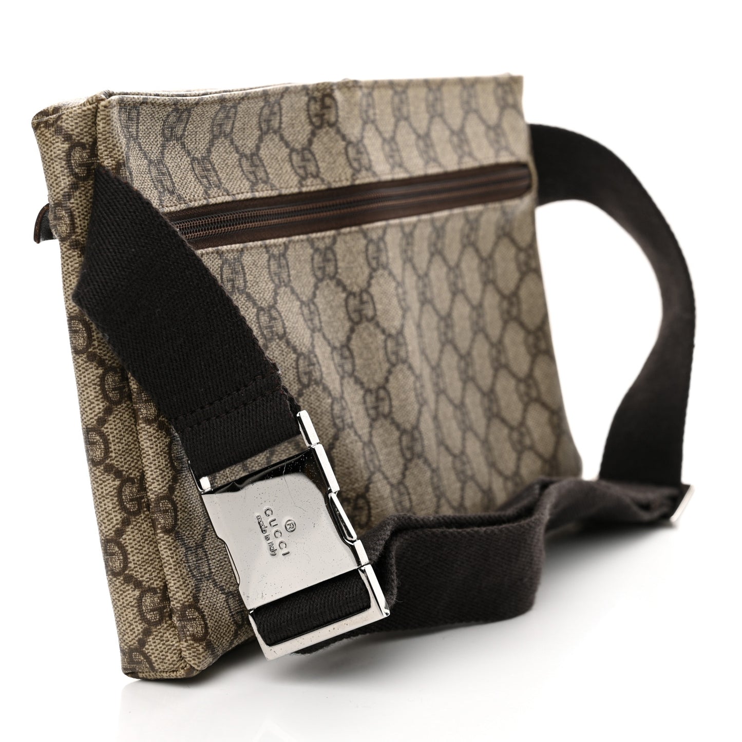 GG Monogram Double Pocket Belt Bag Dark Brown