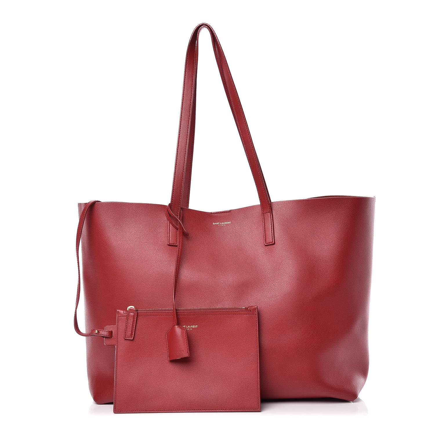 Saint Laurent Calfskin Large Shopping Tote Red 1 of 17