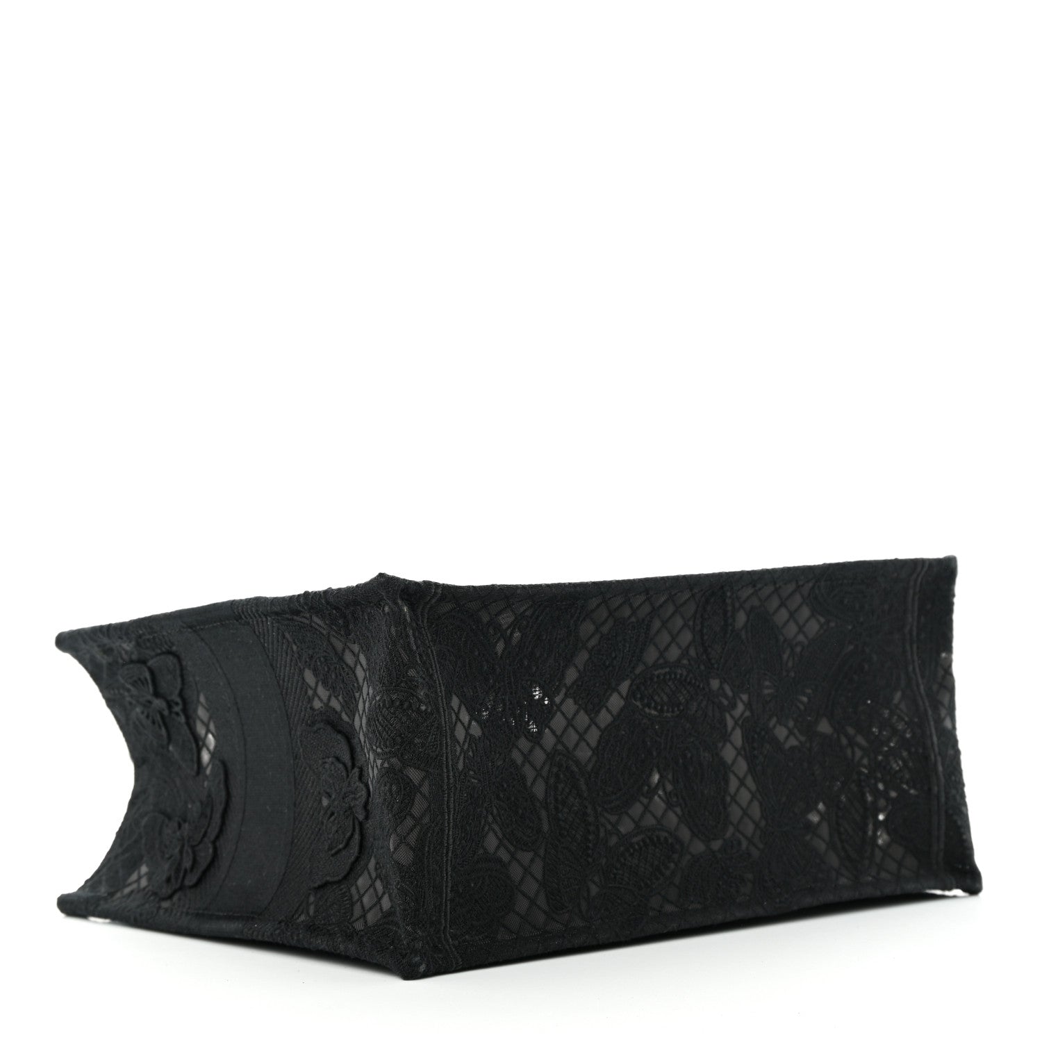 Christian Dior Embroidered 3D Macrame D-Lace Butterfly Medium Book Tote Black Multicolor 4 of 10