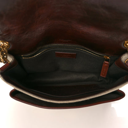 Saint Laurent Cotton Canvas Vintage Calfskin Monogram Medium Niki Chain Satchel Natural Chocolate 5 of 7