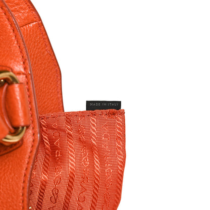 Prada Vitello Daino Pushlock Tote Papaya 6 of 11