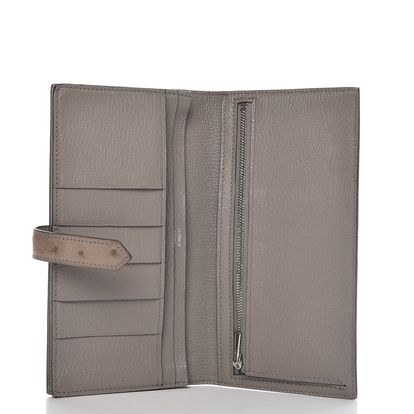 Ostrich Bearn Gusset Wallet Gris Tourterelle