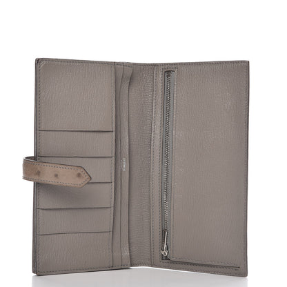 Hermes Ostrich Bearn Gusset Wallet Gris Tourterelle 5 of 9