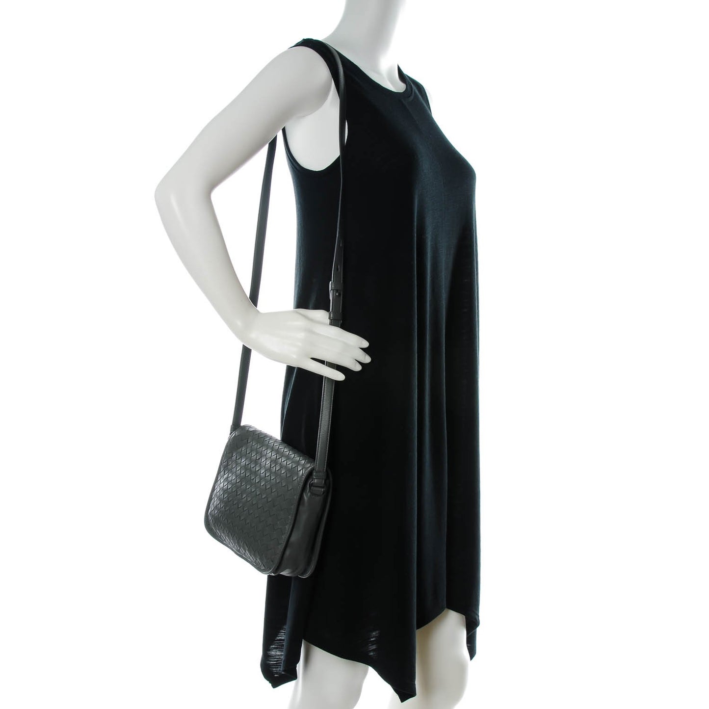 Nappa Intrecciato Small Flap Crossbody Grey
