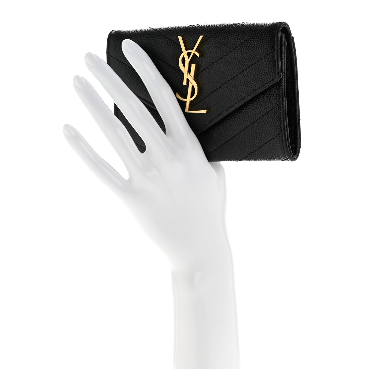 Grain De Poudre Matelasse Chevron Small Monogram Envelope Wallet Black