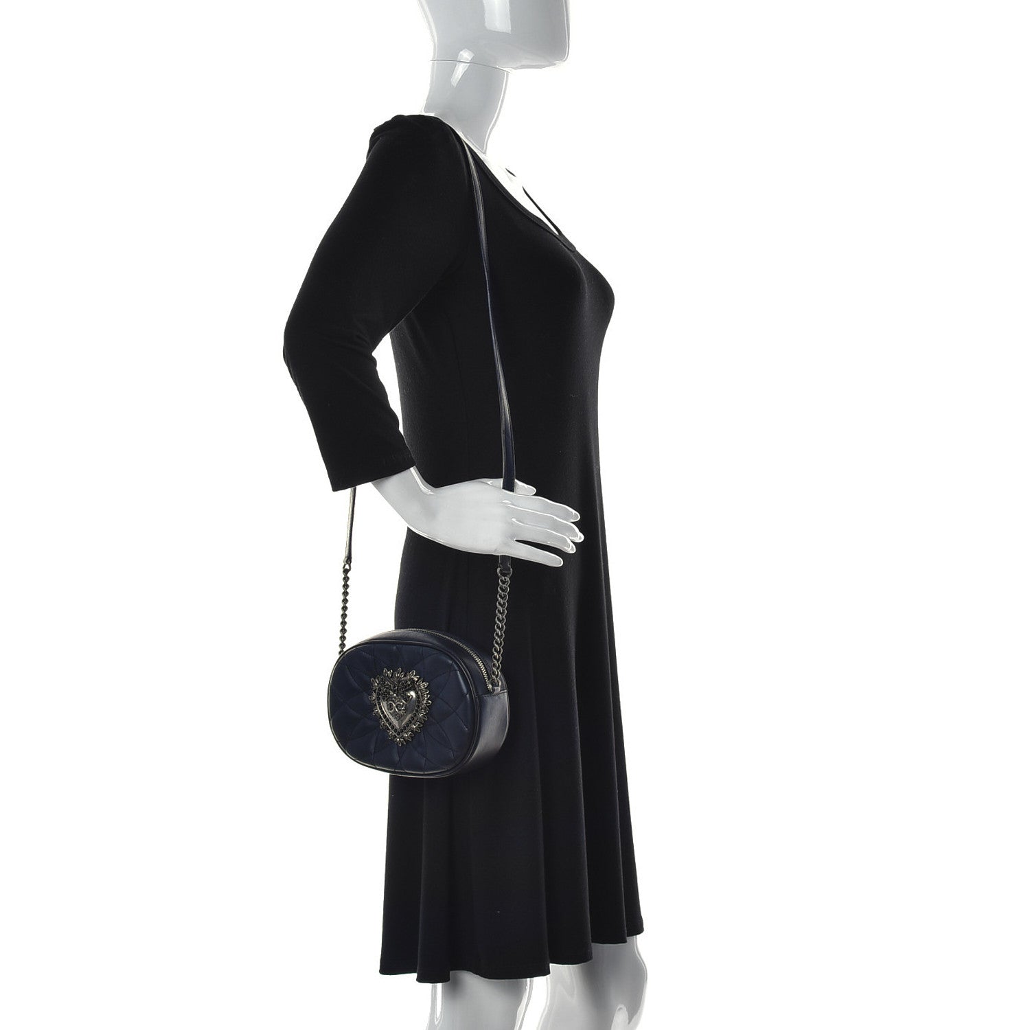 Dolce & Gabbana Smooth Calfskin Mini Devotion Camera Bag Black 2 of 9