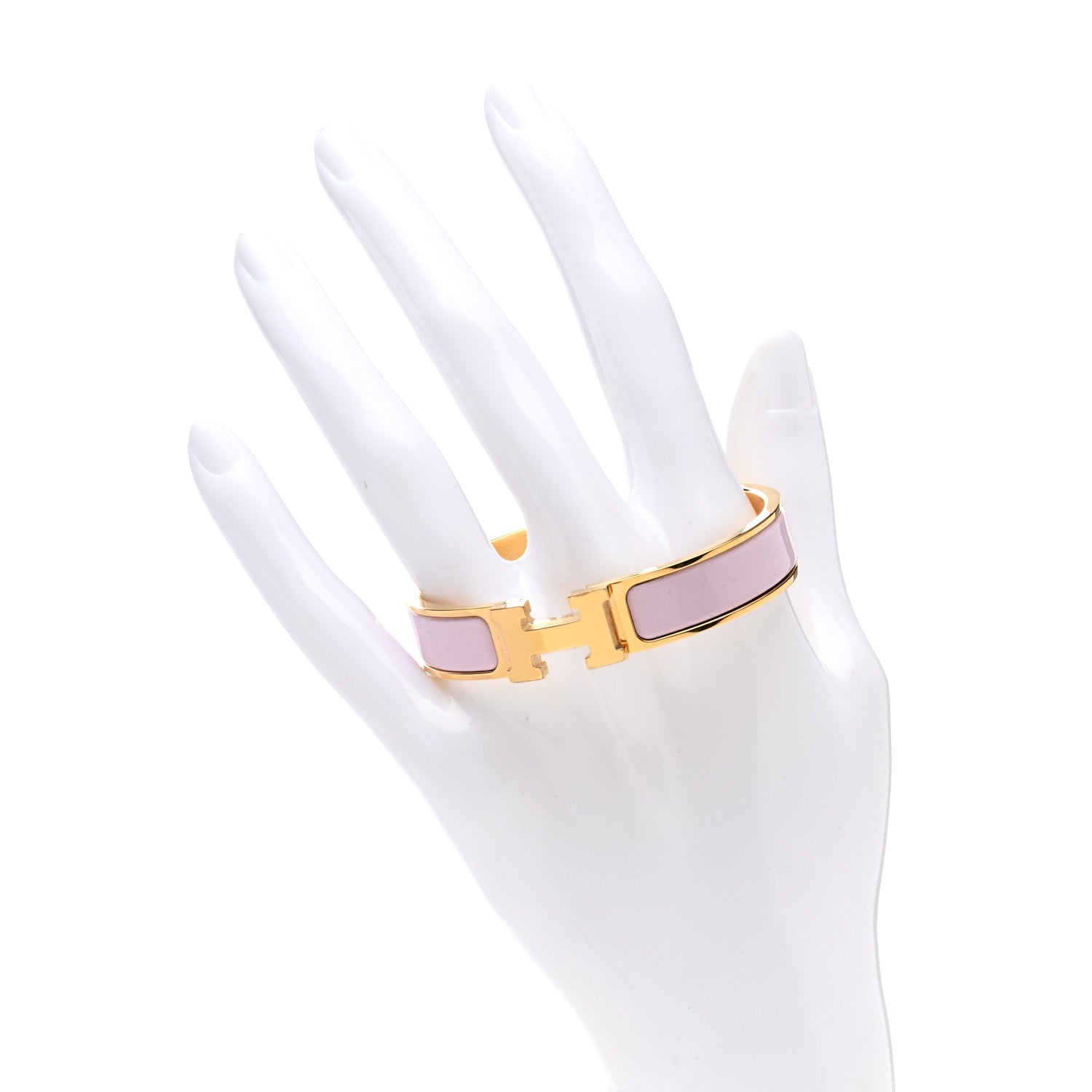 Hermes Enamel Narrow Clic Clac H Bracelet PM Rose Dragee 2 of 4