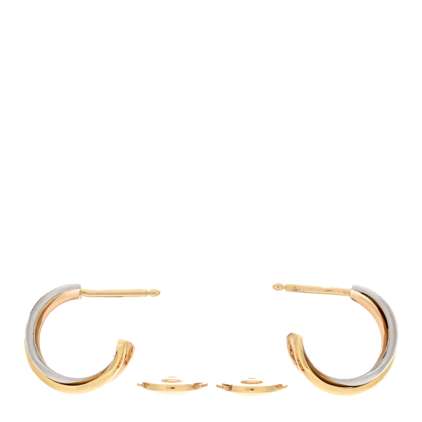 18K Pink Yellow White Gold Small Trinity Hoop Earrings