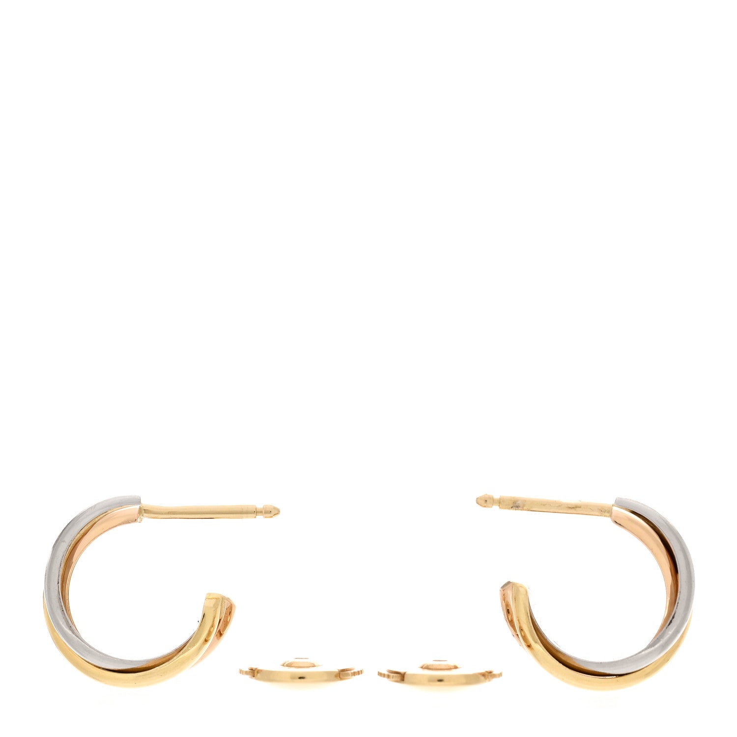 Cartier 18K Pink Yellow White Gold Small Trinity Hoop Earrings 3 of 5