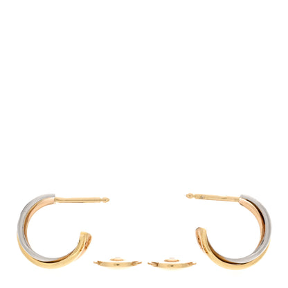 Cartier 18K Pink Yellow White Gold Small Trinity Hoop Earrings 3 of 5