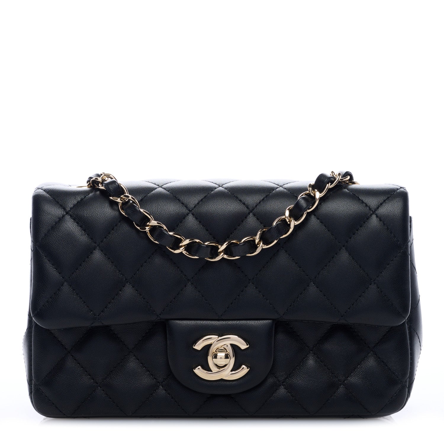 Chanel Lambskin Quilted Mini Rectangular Flap Black 1 of 8