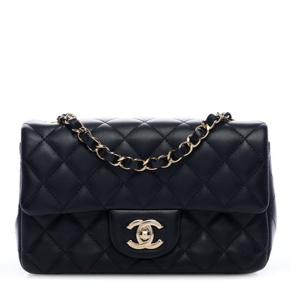 Chanel Lambskin Quilted Mini Rectangular Flap Black 1 of 8