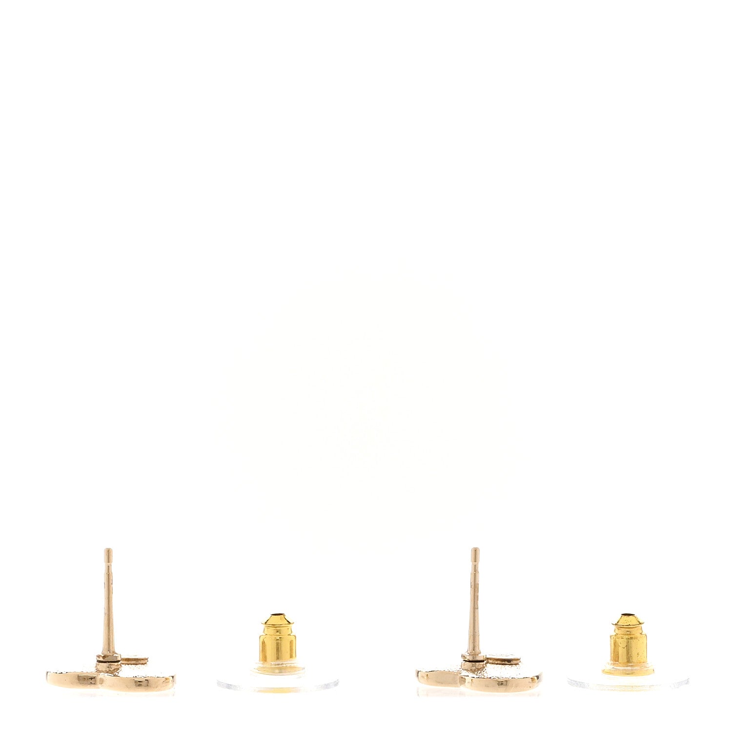 Chanel Crystal CC Resin Heart Earrings Gold Pink White 4 of 5