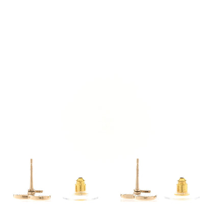 Chanel Crystal CC Resin Heart Earrings Gold Pink White 4 of 5