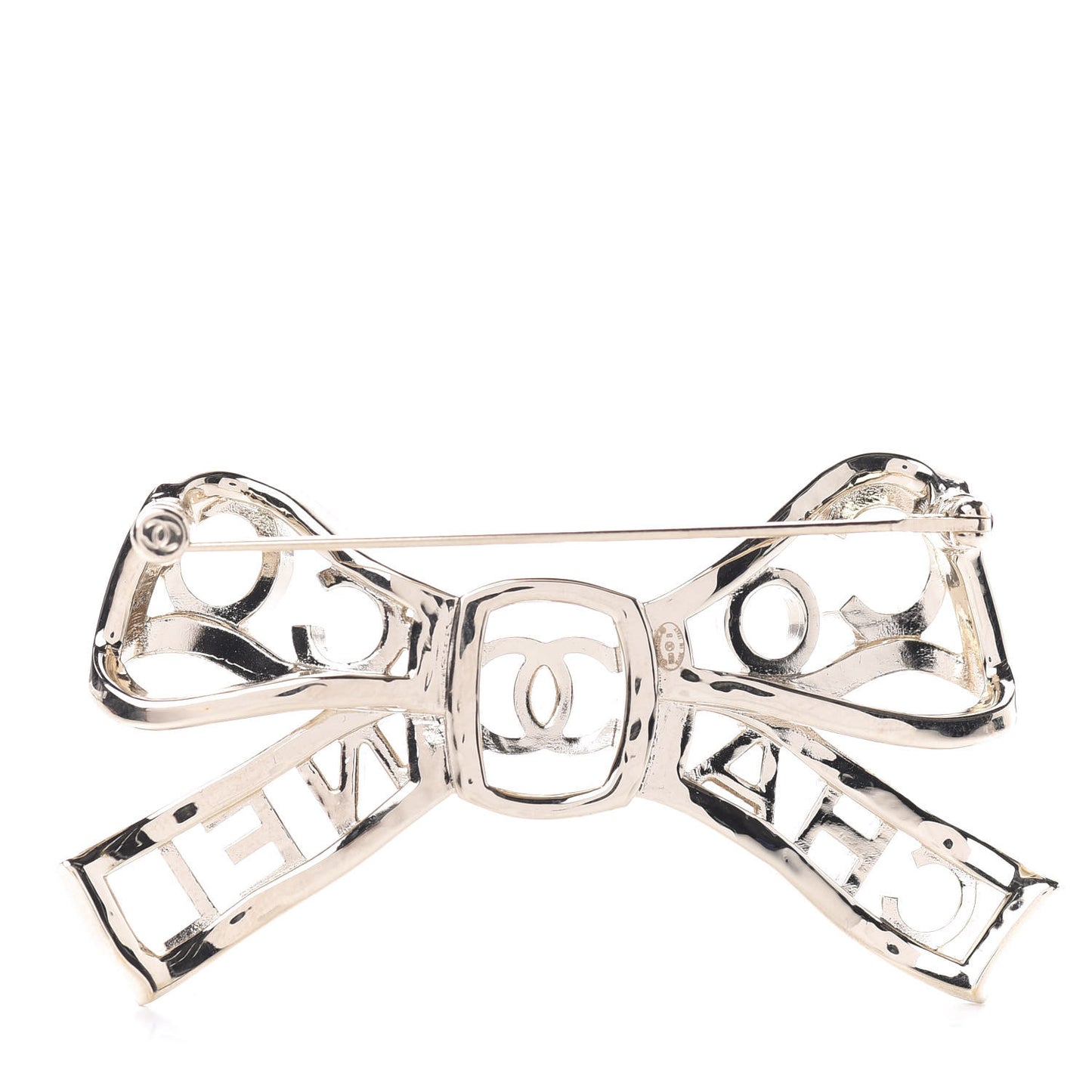 Metal Crystal Bow-tiful CC Brooch Gold
