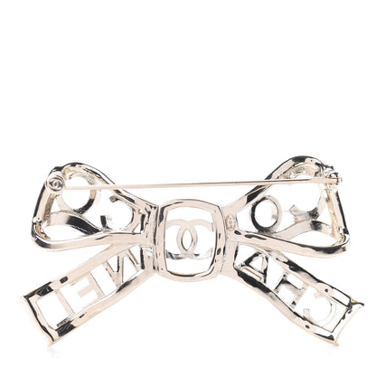 Chanel Metal Crystal Bow-tiful CC Brooch Gold 3 of 4