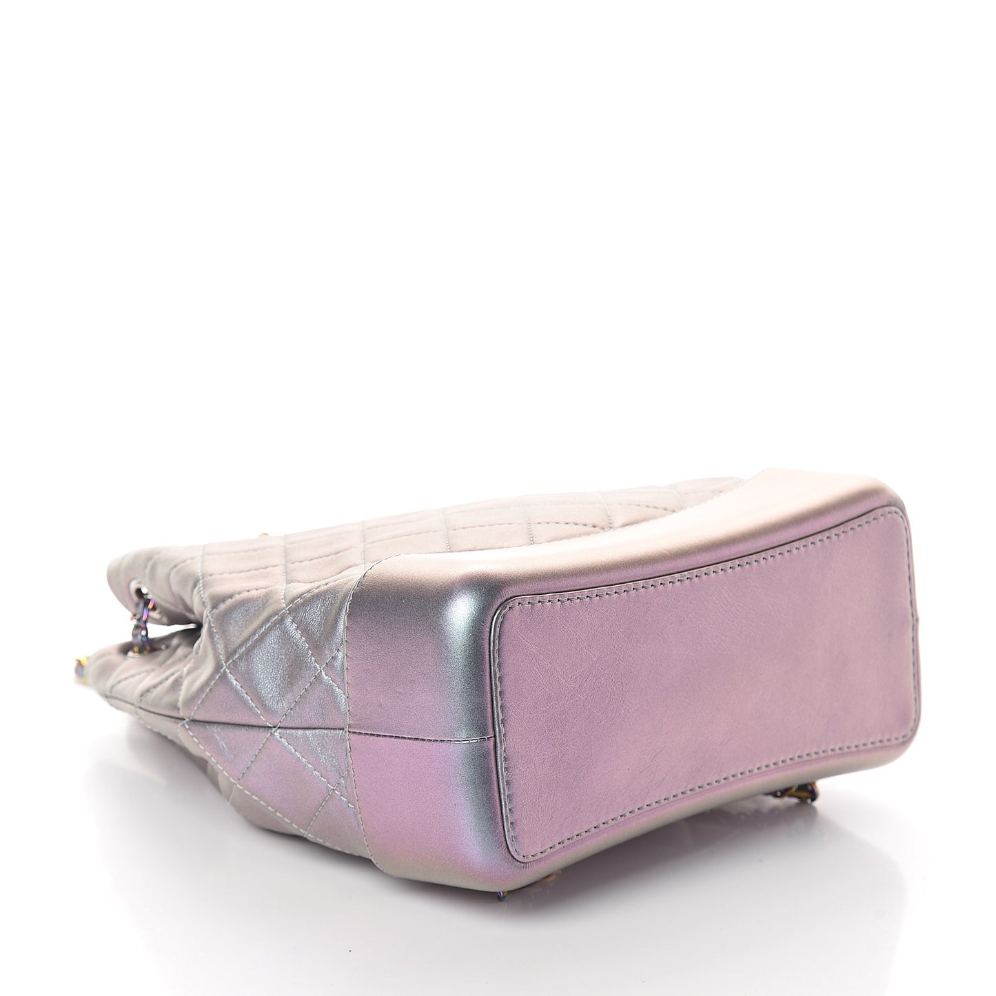 Iridescent Lambskin Calfskin Quilted Gabrielle Backpack Light Purple