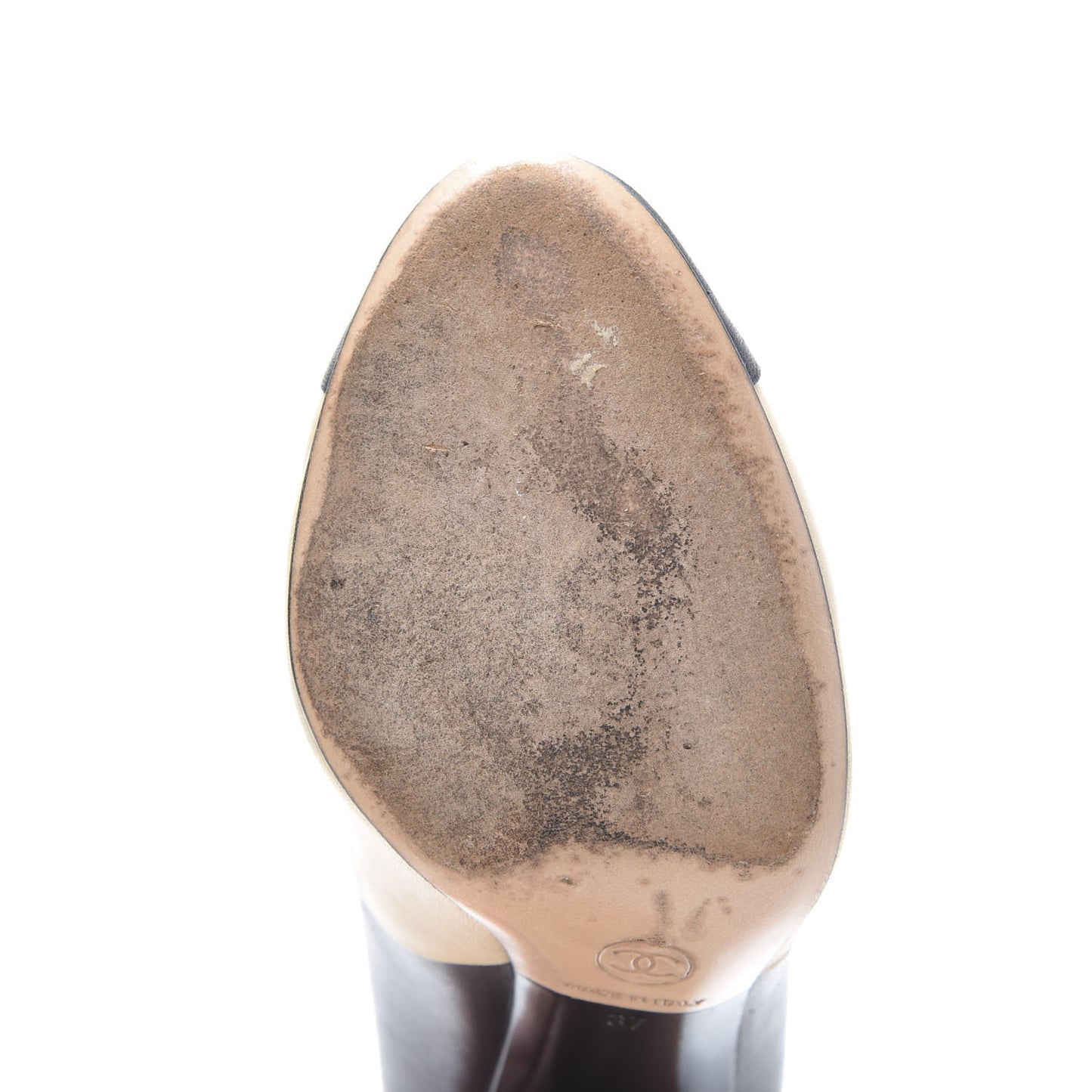 Lambskin Cap Toe Mary Jane Pumps 37 Beige Black