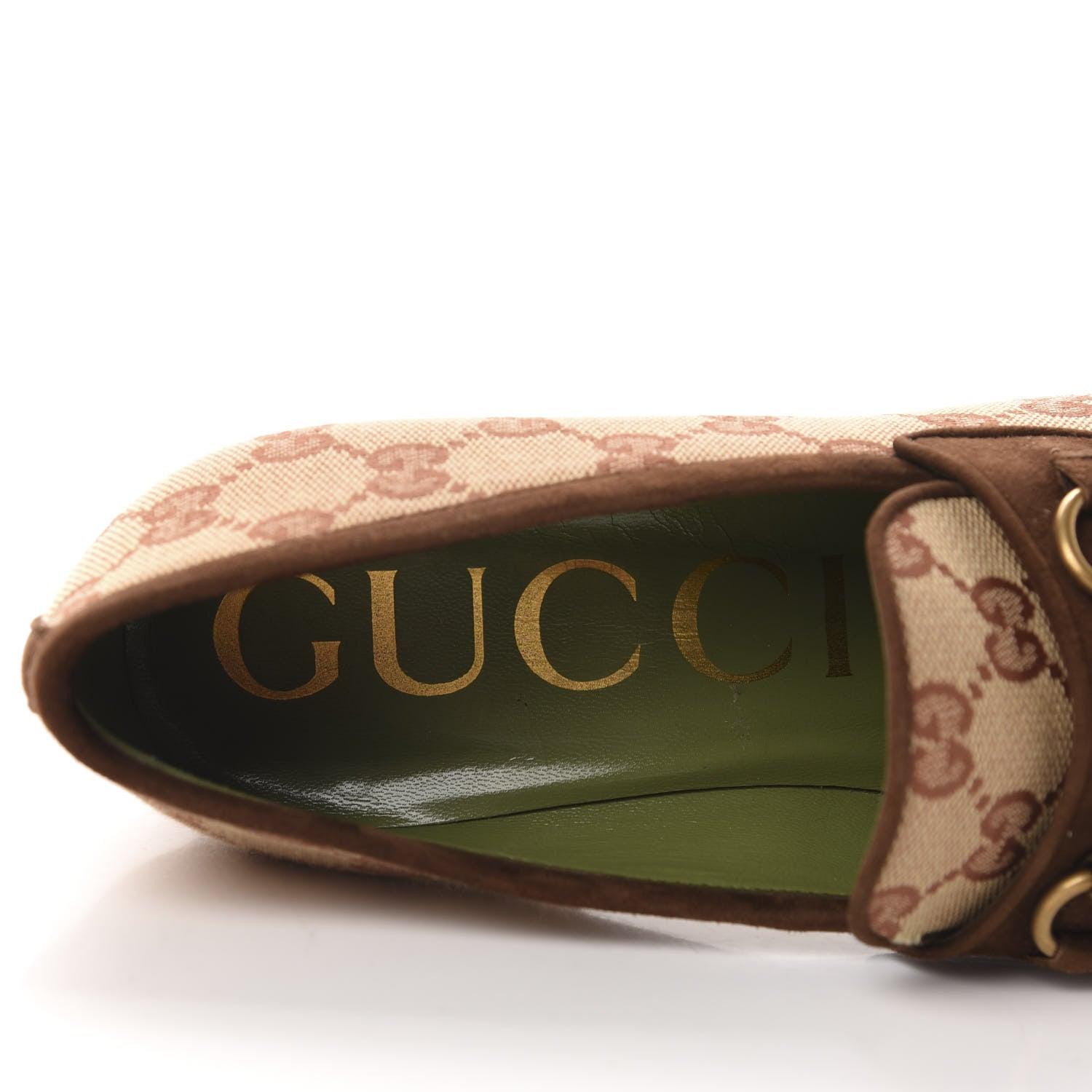 Gucci GG Monogram Suede Houdan Mid Heel Platform Loafers 37 Beige Ruggine Maroon 7 of 10