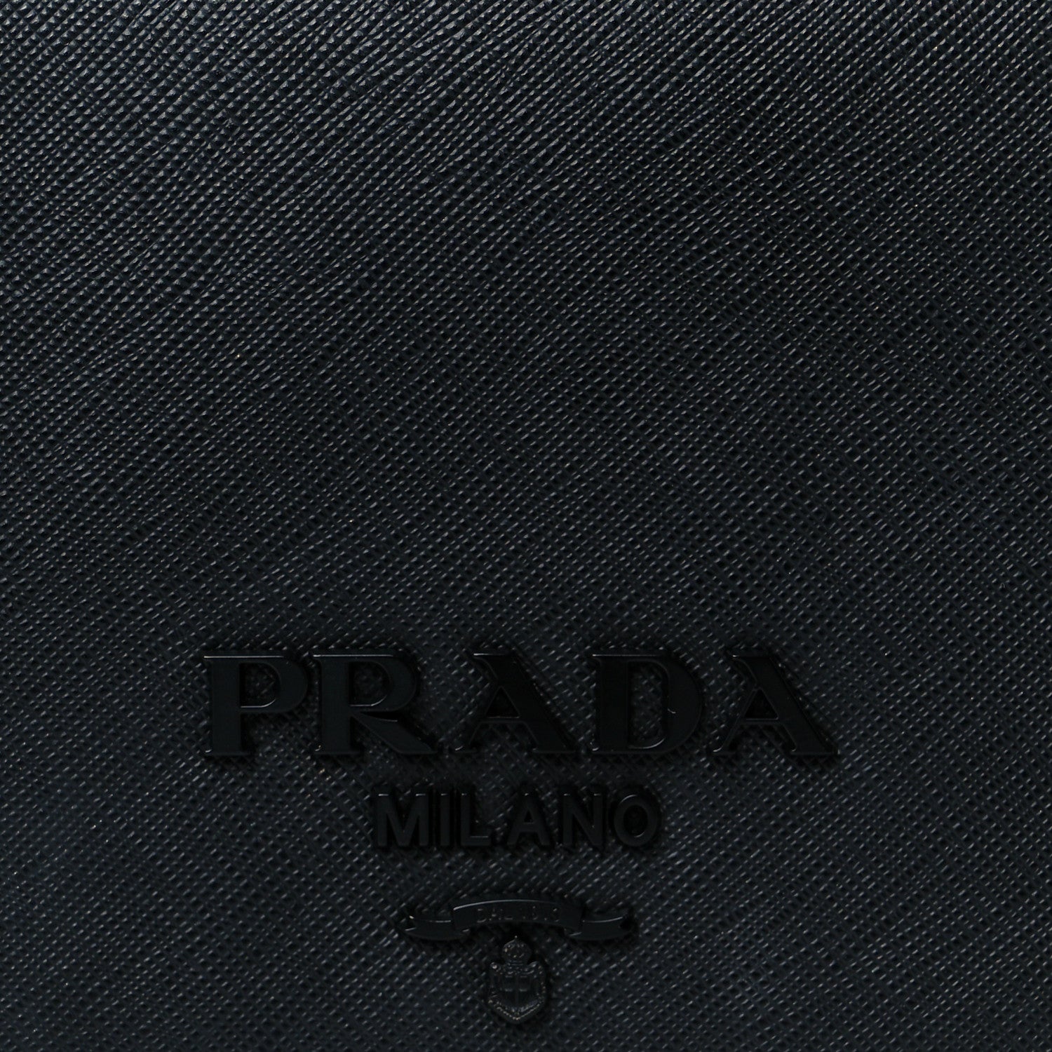 Prada Saffiano Lux Metal Logo Monochrome Mini Flap Chain Shoulder Bag Black 8 of 11