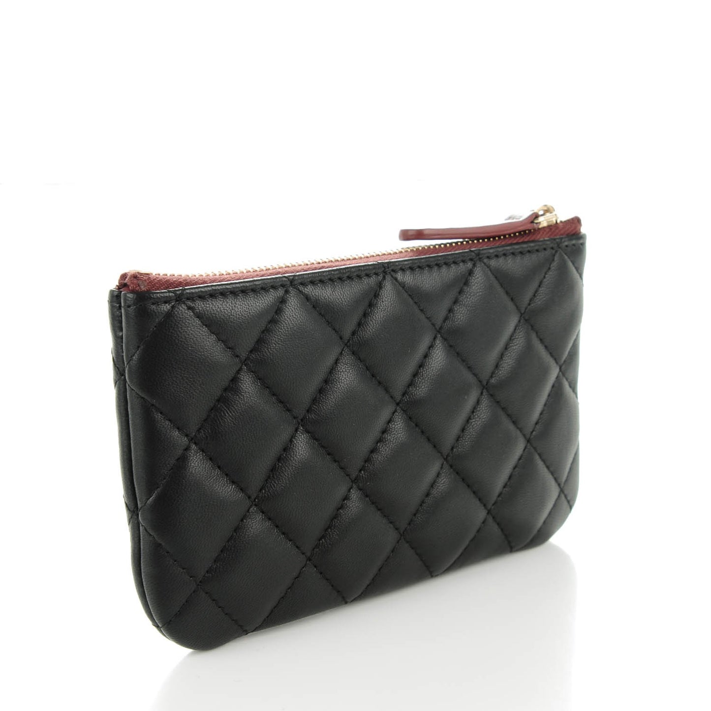 Lambskin Quilted Small Cosmetic Case Black