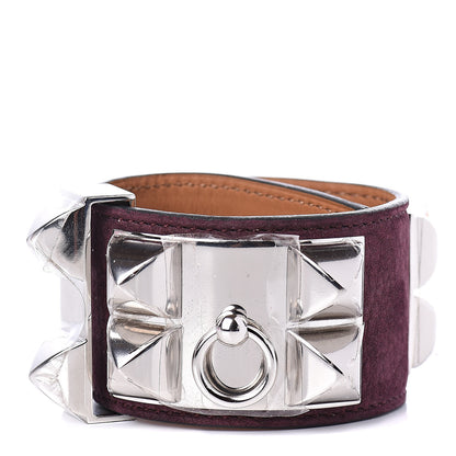 Hermes Veau Doblis Suede Collier de Chien CDC Bracelet S Prune 1 of 5